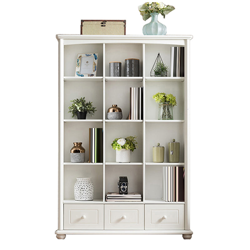 Closed Back Modern Bookcase Standard White Wooden Bookshelf with Shelves
