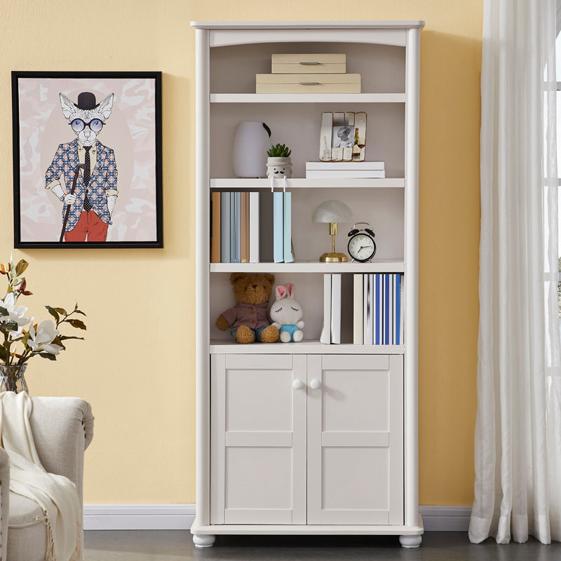 Closed Back Modern Bookcase Standard White Wooden Bookshelf with Shelves