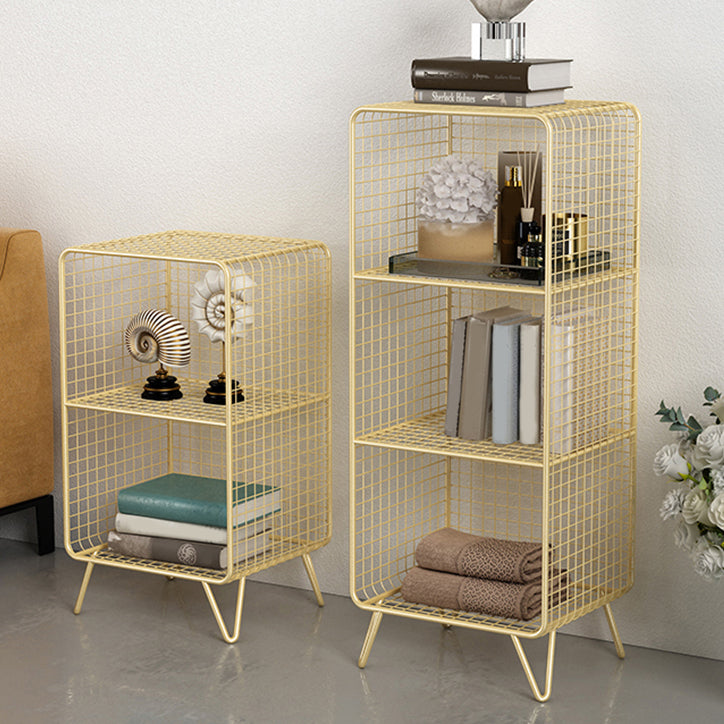Glam Closed Back Bookcase Metal Standard Bookshelf with Shelves