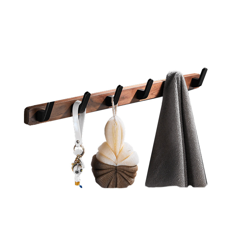Wood & Aluminum Bath Hardware Set Brown Bathroom Accessory Kit