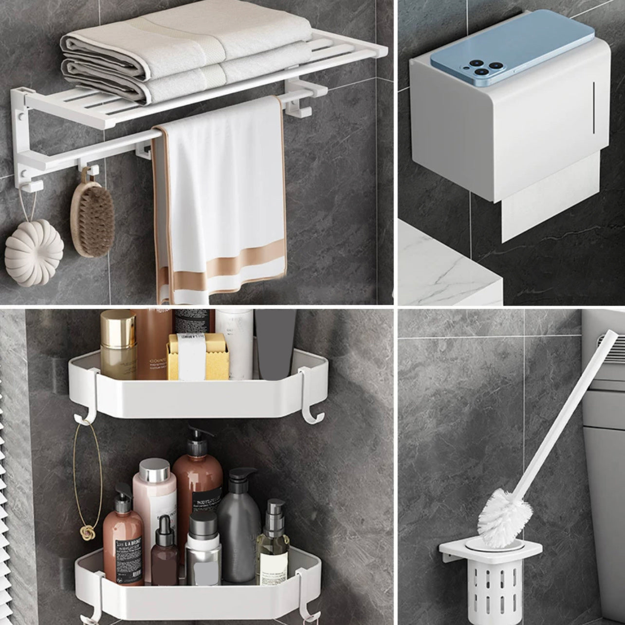 Modern White Bathroom Hardware Set Towel Bar Bath Shelf Bath Hardware Set