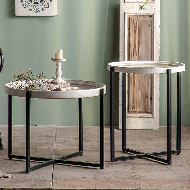 French Country Side Table Glass Top Single Accent Side Table