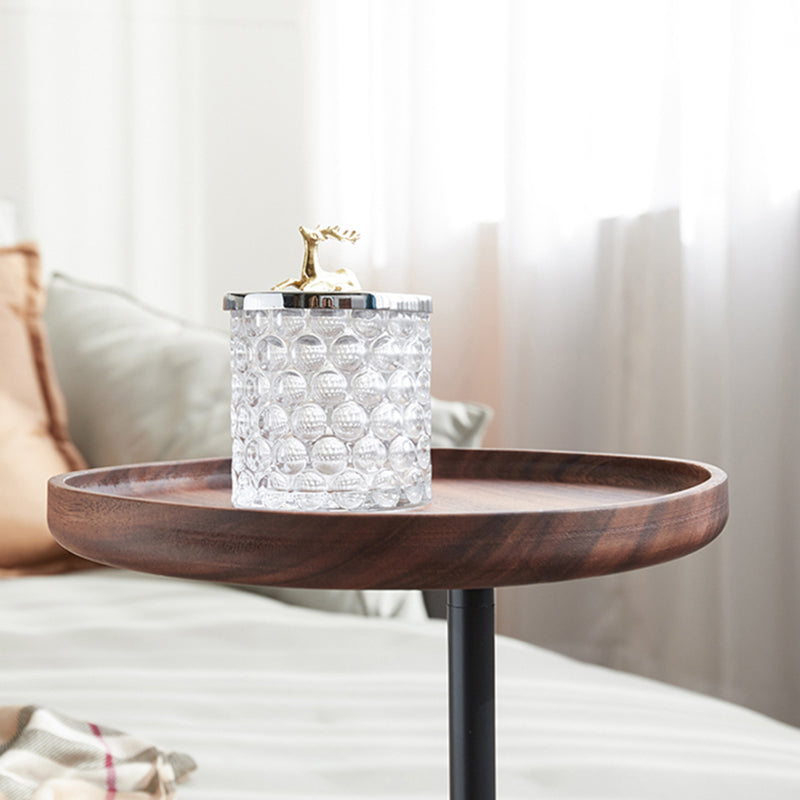 27.55" Tall Tray Top Side Table Contemporary Round End Table Stand