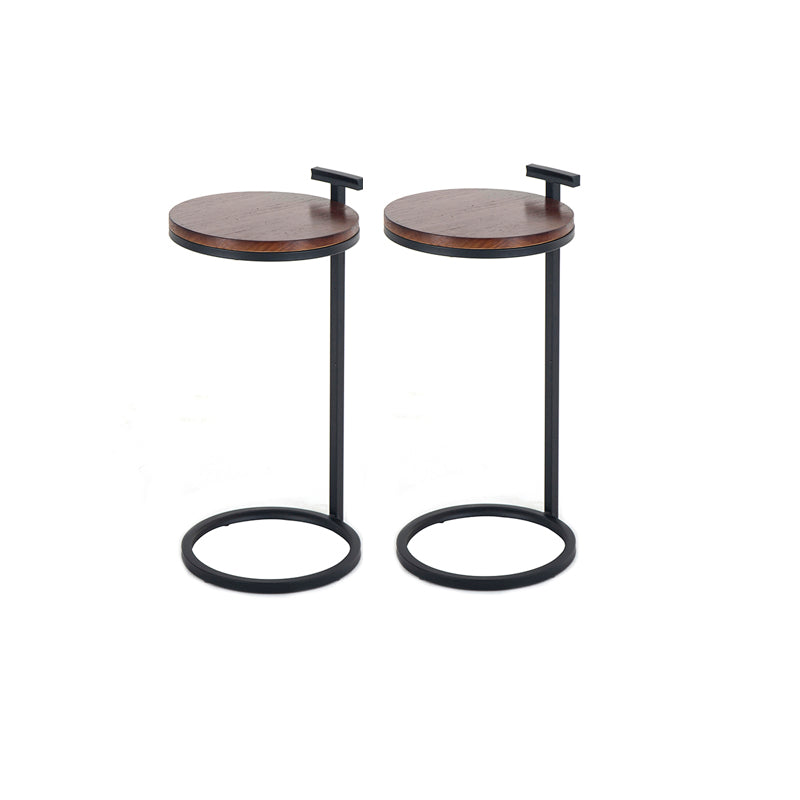Wood 27.55-inch Tall Side Table Round Walnut Brown End Table