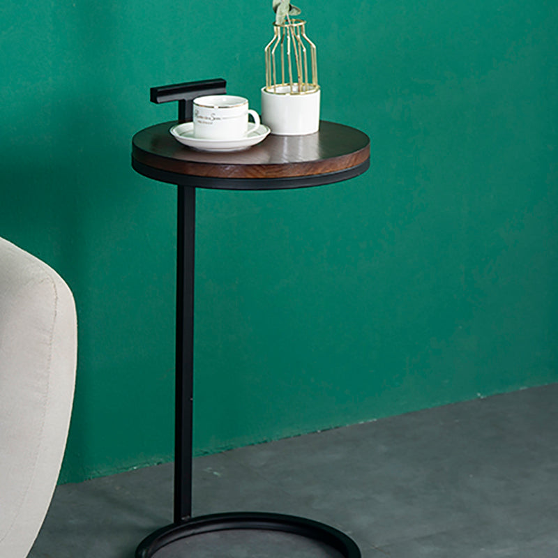 Wood 27.55-inch Tall Side Table Round Walnut Brown End Table