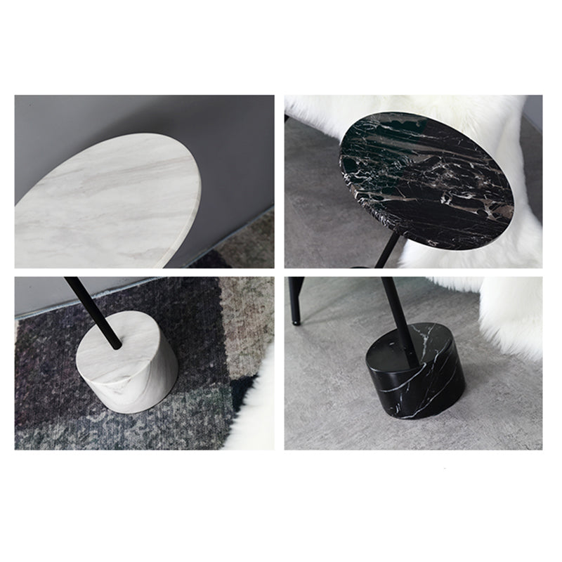 15.74" Wide Round Side Accent Table Marble Top Pedestal End Table