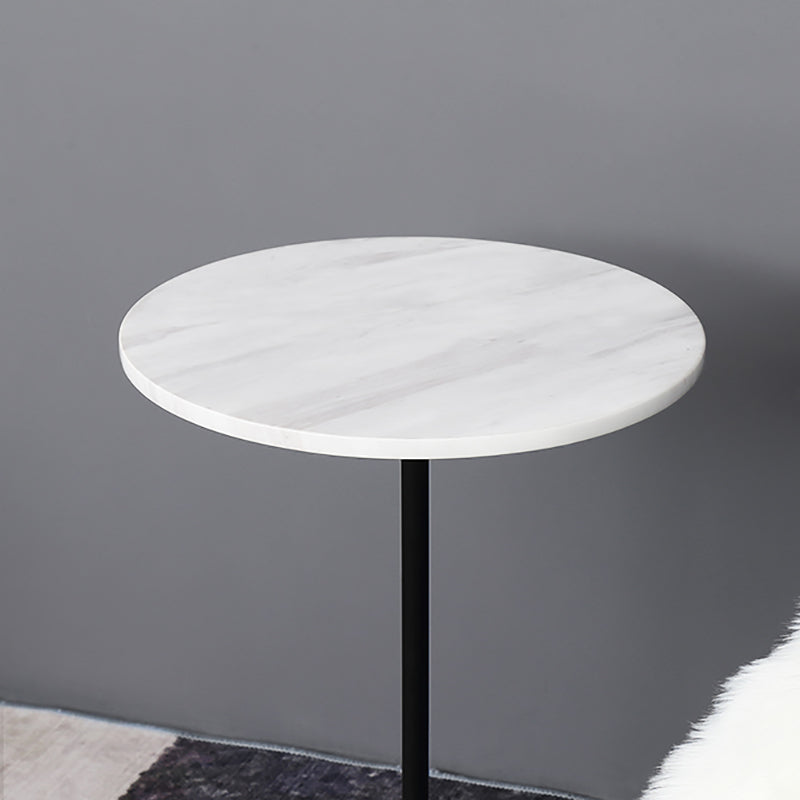 15.74" Wide Round Side Accent Table Marble Top Pedestal End Table