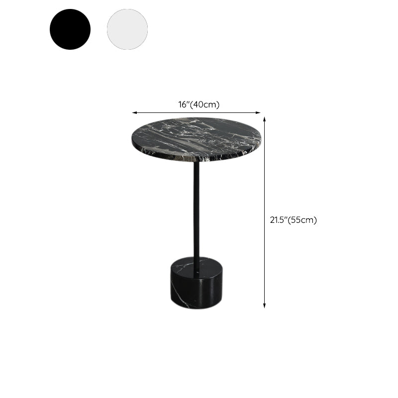 15.74" Wide Round Side Accent Table Marble Top Pedestal End Table