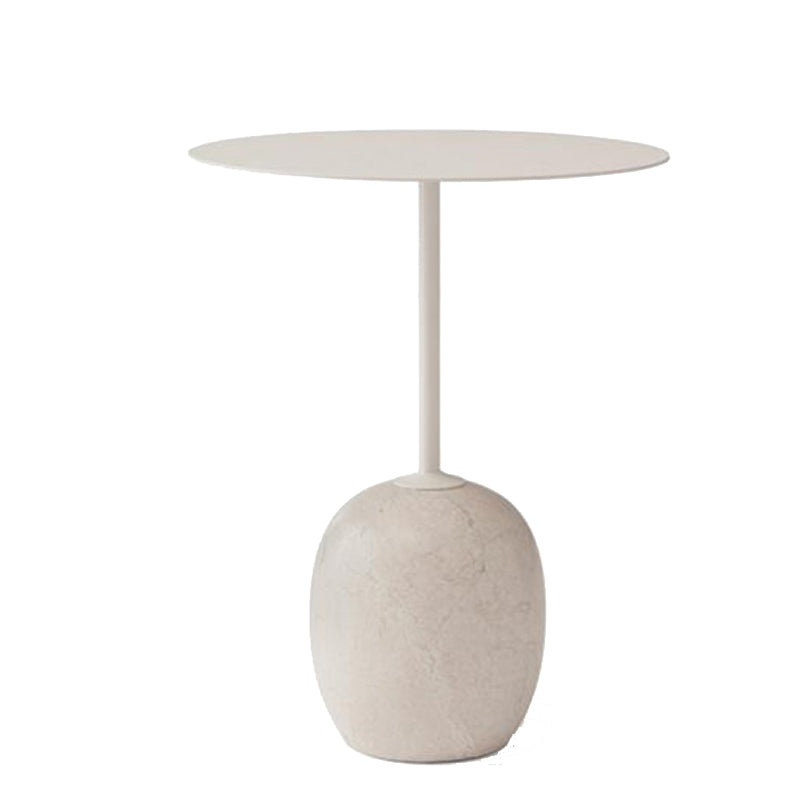 Modern Black/White Metal End Table Marble Pedestal Side Table