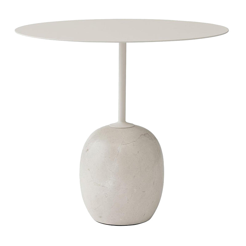 Modern Black/White Metal End Table Marble Pedestal Side Table
