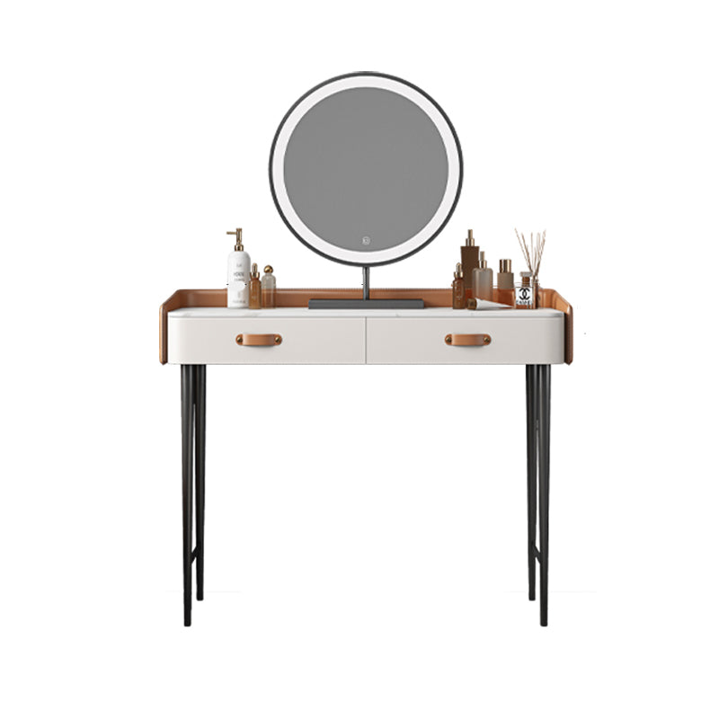 Stone Top Make-up Vanity Orange Solid Wood Vanity Dressing Table Set