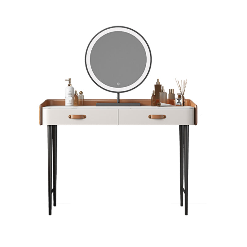 Stone Top Make-up Vanity Orange Solid Wood Vanity Dressing Table Set