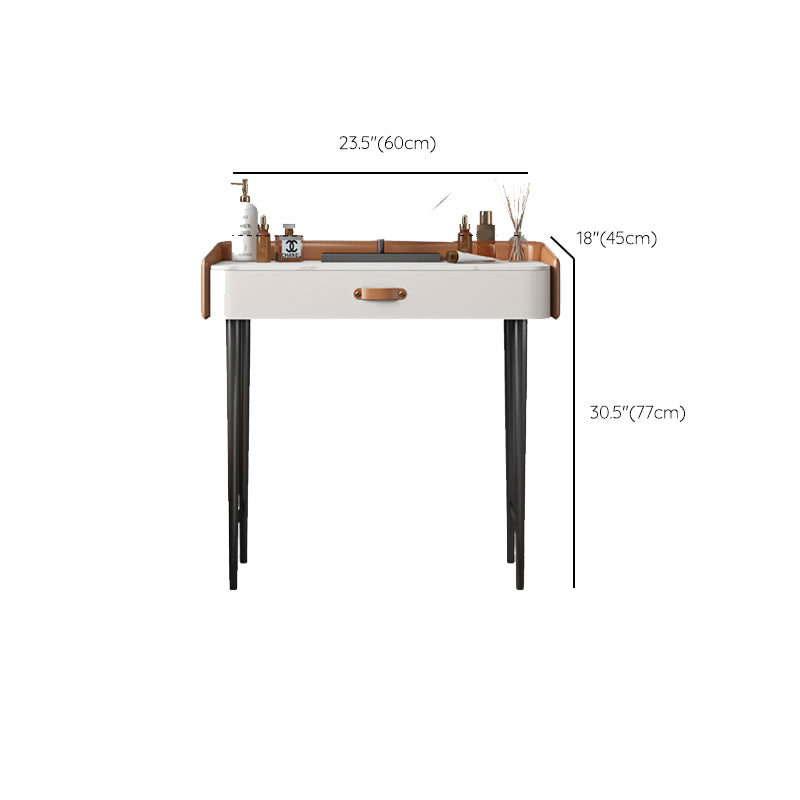 Stone Top Make-up Vanity Orange Solid Wood Vanity Dressing Table Set