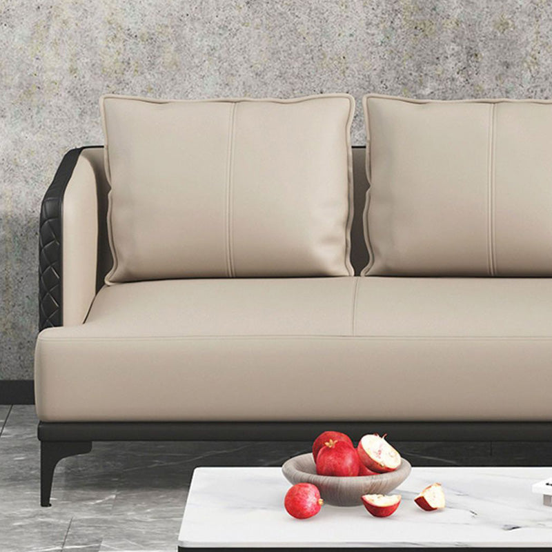 Modern Living Room Sofa Tuxedo Arm Sofa with Pillow and Black Metal Legs