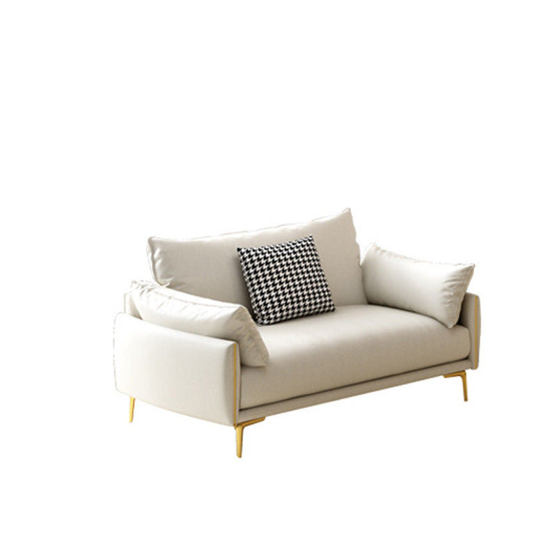 Pillow Top Arm Sofa Light Yellow Luxurious Sofa with Bolster Pillows