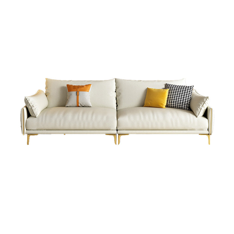 Pillow Top Arm Sofa Light Yellow Luxurious Sofa with Bolster Pillows