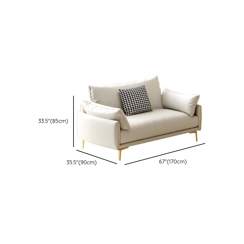 Pillow Top Arm Sofa Light Yellow Luxurious Sofa with Bolster Pillows