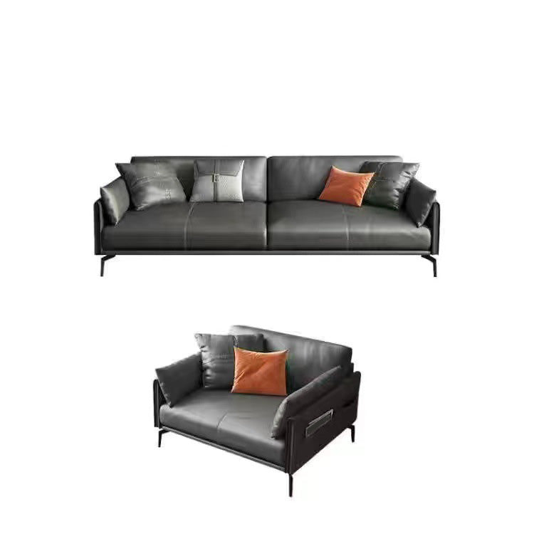 Vintage Living Room Sofa Leather Pillow Top Arm Pillows Seating