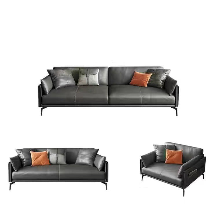Vintage Living Room Sofa Leather Pillow Top Arm Pillows Seating