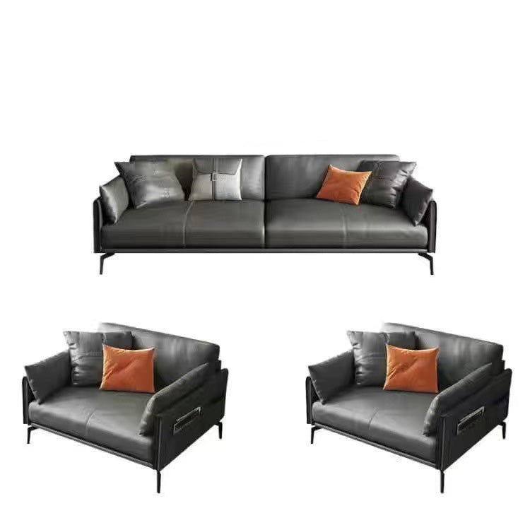 Vintage Living Room Sofa Leather Pillow Top Arm Pillows Seating