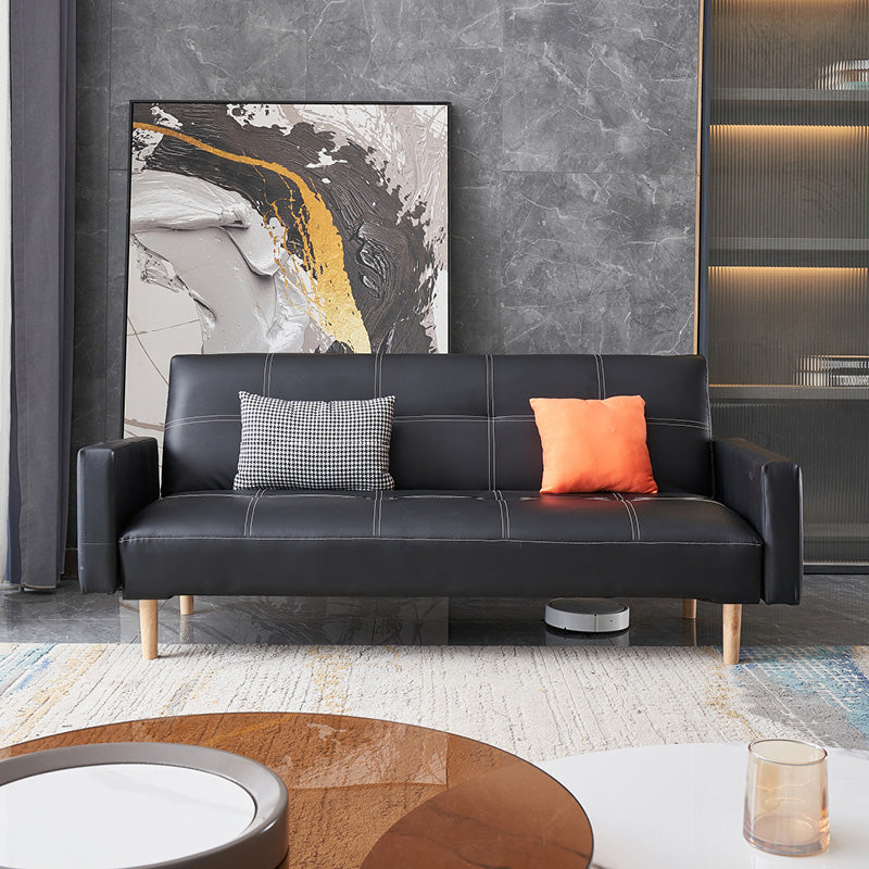 Leather and Wood Sofa Leather Sofa Seating Cushions for Apartment