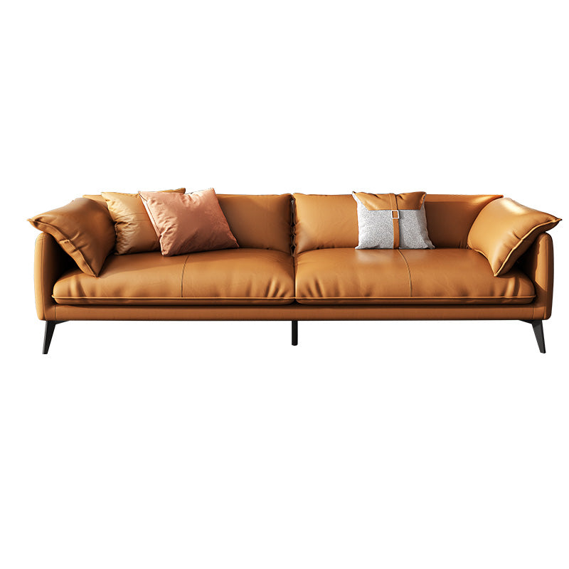 Vintage Living Room Settee Pillow Top Arm Pillows Orange Sofa