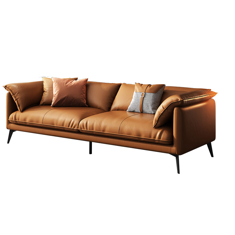 Vintage Living Room Settee Pillow Top Arm Pillows Orange Sofa