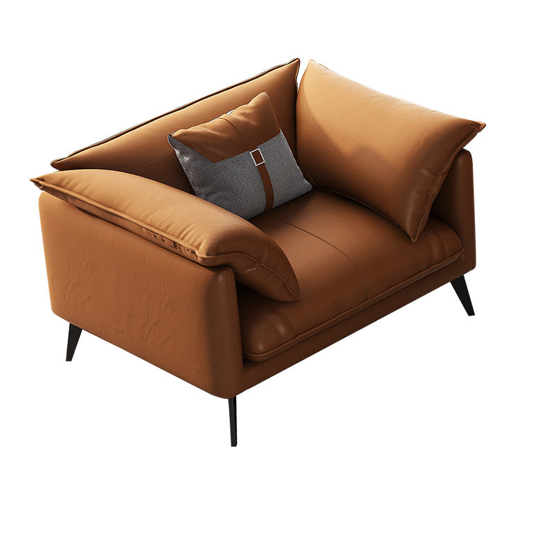 Vintage Living Room Settee Pillow Top Arm Pillows Orange Sofa