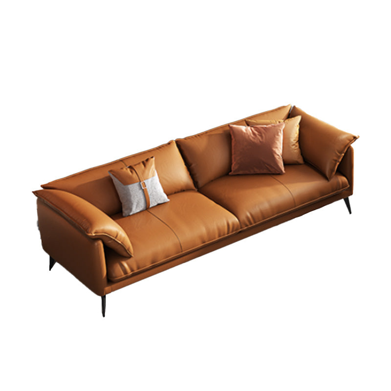 Vintage Living Room Settee Pillow Top Arm Pillows Orange Sofa