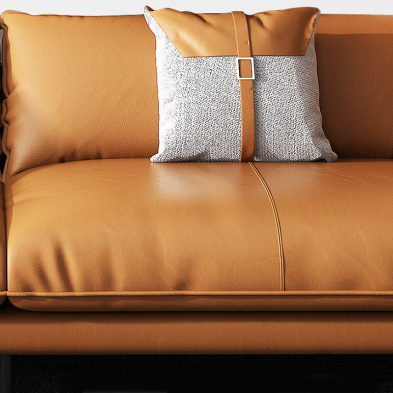 Vintage Living Room Settee Pillow Top Arm Pillows Orange Sofa