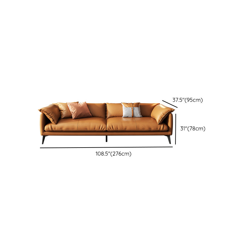 Vintage Living Room Settee Pillow Top Arm Pillows Orange Sofa
