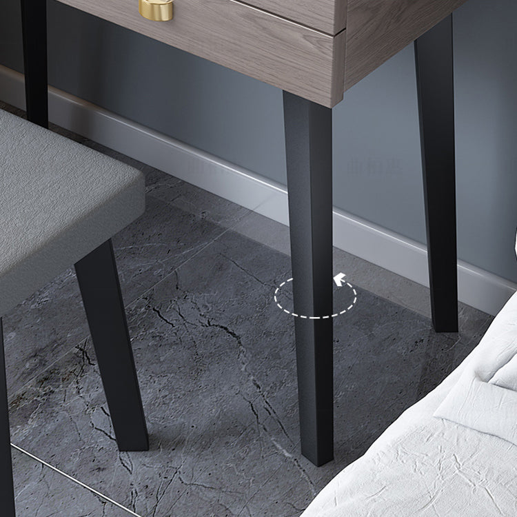 Flip-Top Vanity Table 3-Drawer Stool Vanity Set with Storage Shelves