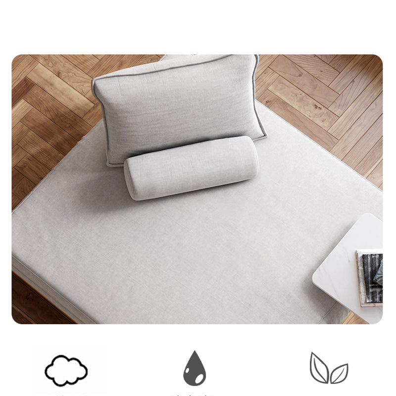 White Armless Sofa Bed Buttonless Modern Sleeper Sofa with Black Metal Base