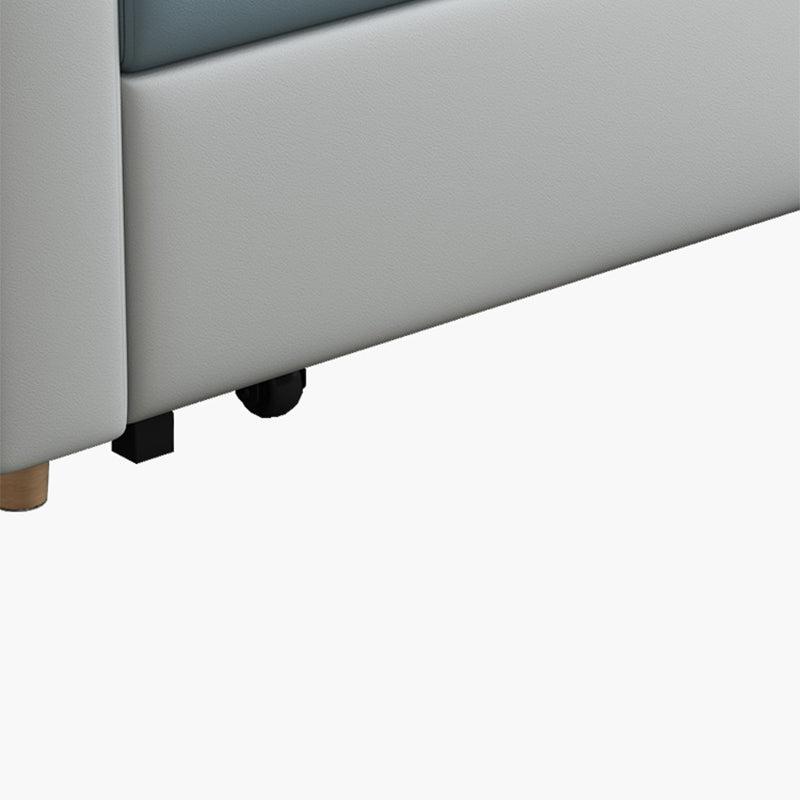 Blue Convertible Sofa Bed Sewn Pillow Back Sofa with Storage