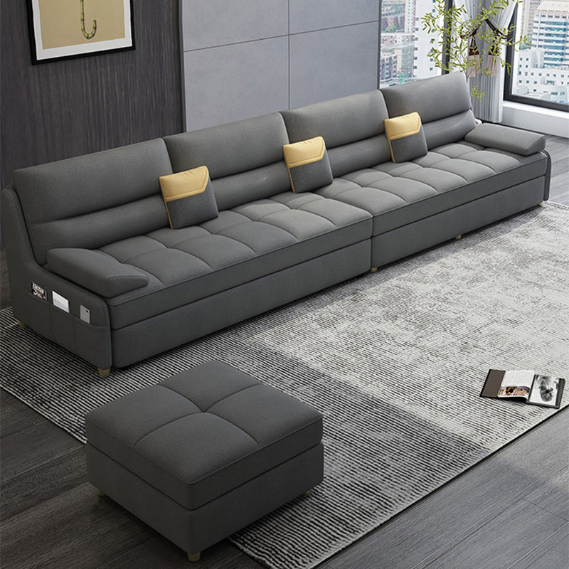 39"H Scandinavian Futon Sofa Bed Folding Gray Leather Futon Sleeper Sofa