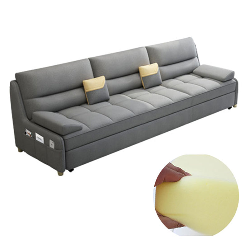39"H Scandinavian Futon Sofa Bed Folding Gray Leather Futon Sleeper Sofa