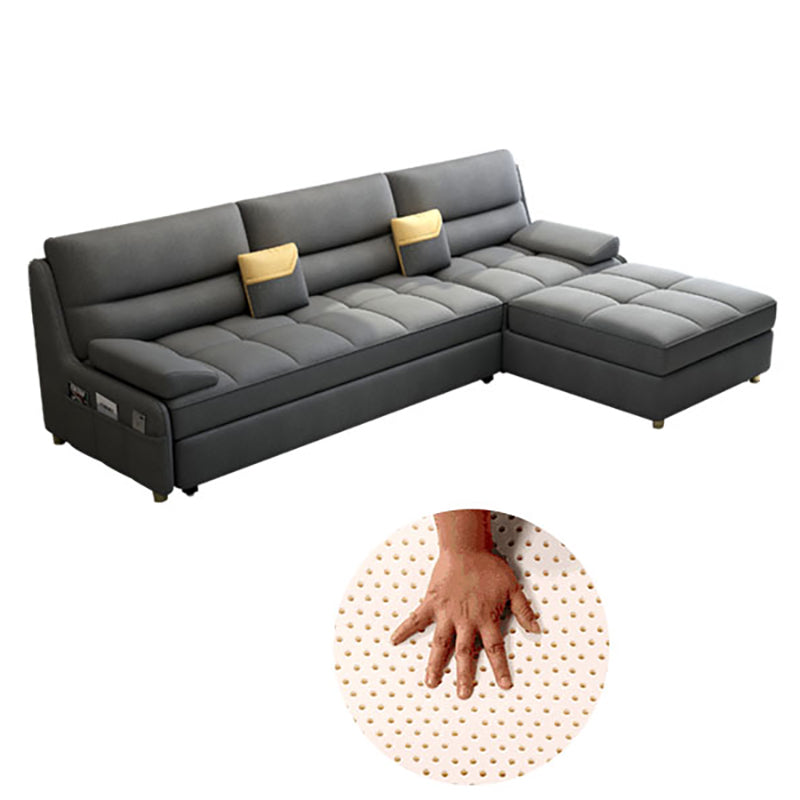 39"H Scandinavian Futon Sofa Bed Folding Gray Leather Futon Sleeper Sofa