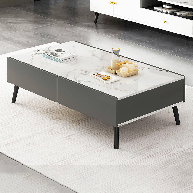 Stone Rectangle Contemporary Coffee Table 4 Legs Coffee Table