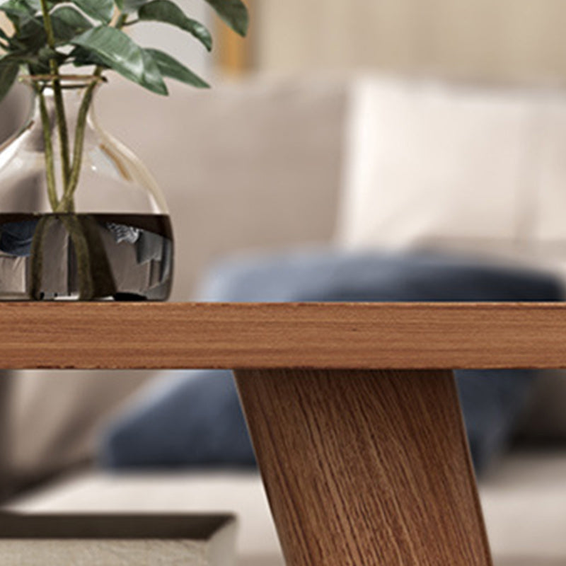Wooden Rectangle Contemporary Coffee Table 4 Legs Single Coffee Table