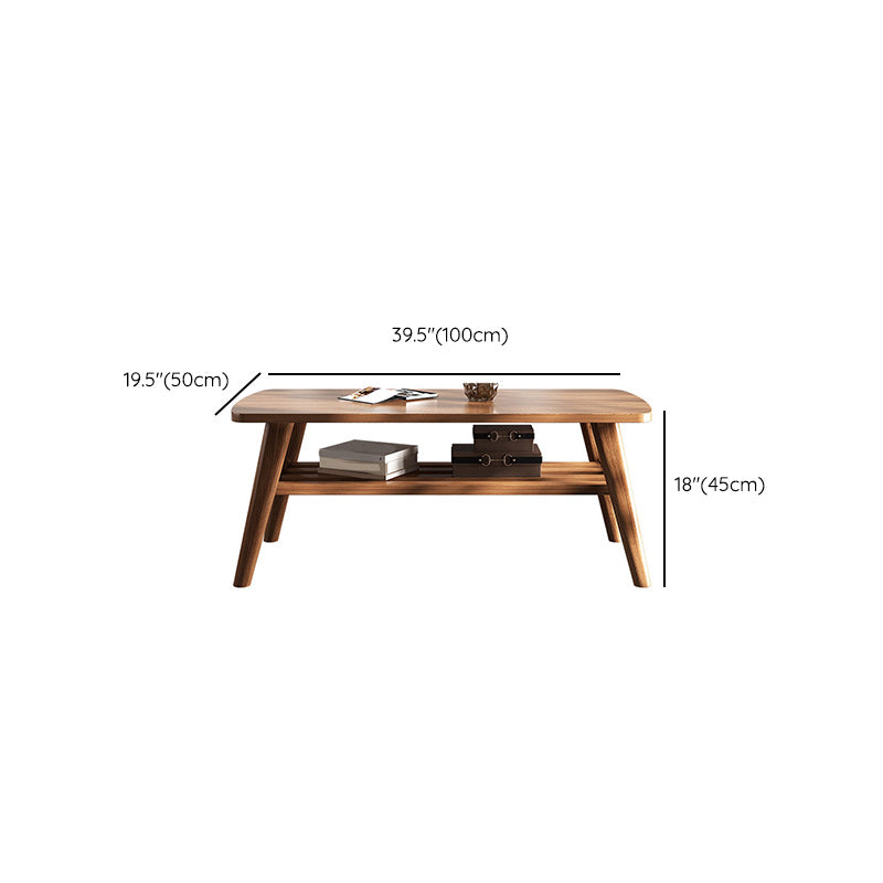 Wooden Rectangle Contemporary Coffee Table 4 Legs Single Coffee Table