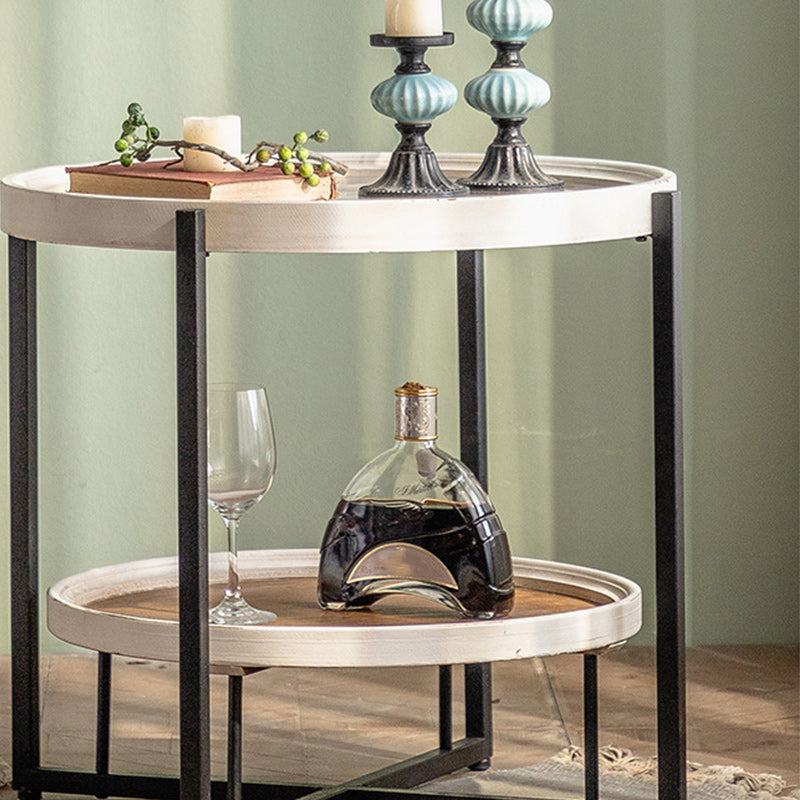 Glass Round Contemporary Coffee Table Cross Legs Single Coffee Table with Storage