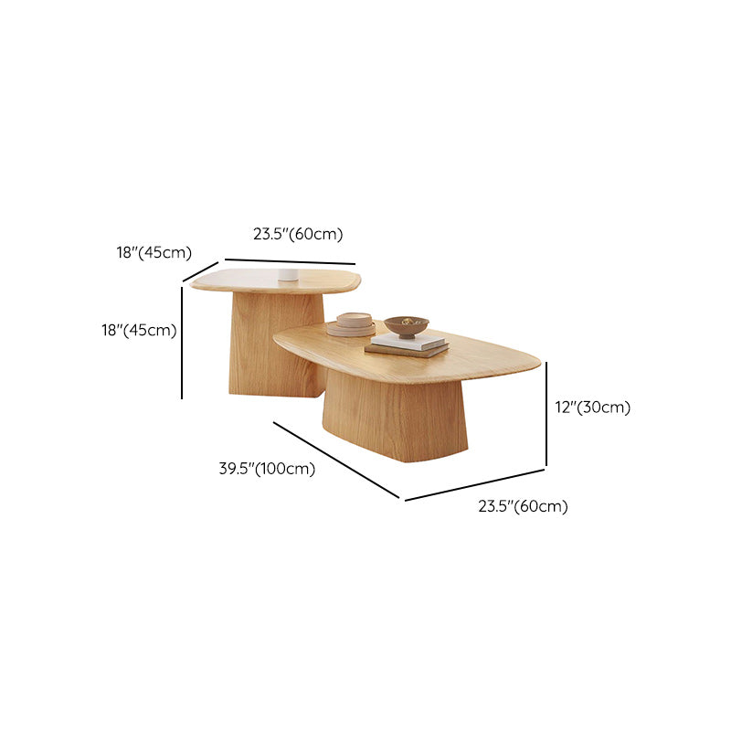 Modern Pedestal Cocktail Table Natural Color Coffee Table Set