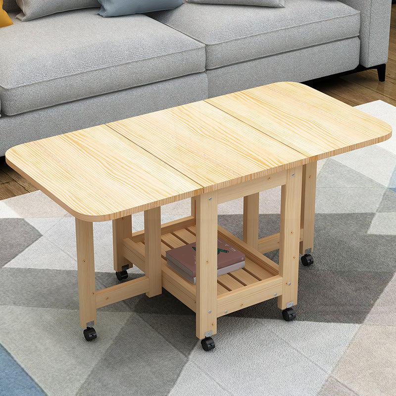 Contemporary Natural Rectangle Coffee Table Single Folding Cocktail Table