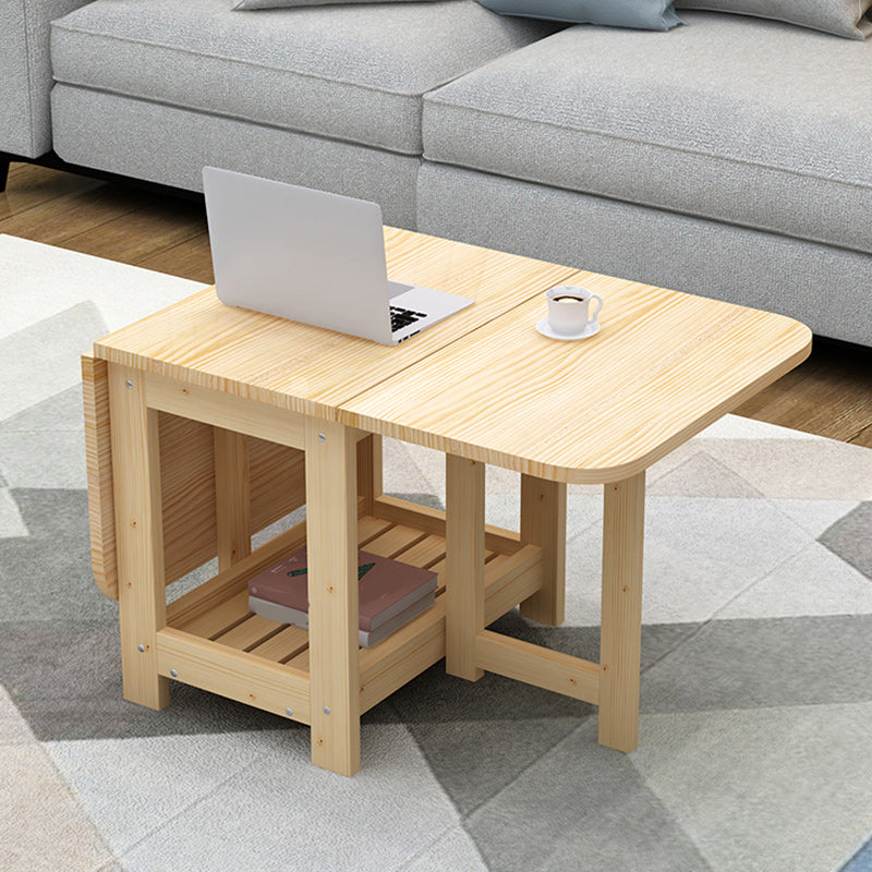Contemporary Natural Rectangle Coffee Table Single Folding Cocktail Table