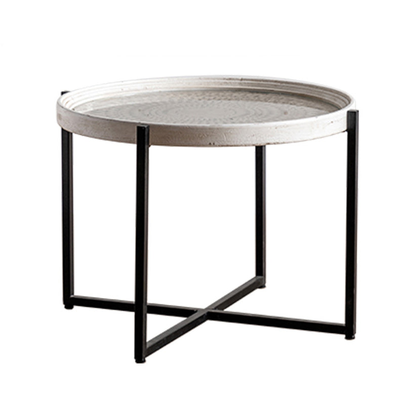 Contemporary Cross Legs Coffee Table 27.5" Long Round Cocktail Table
