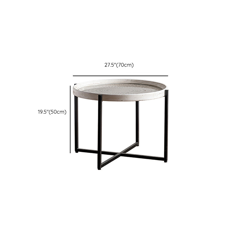 Contemporary Cross Legs Coffee Table 27.5" Long Round Cocktail Table