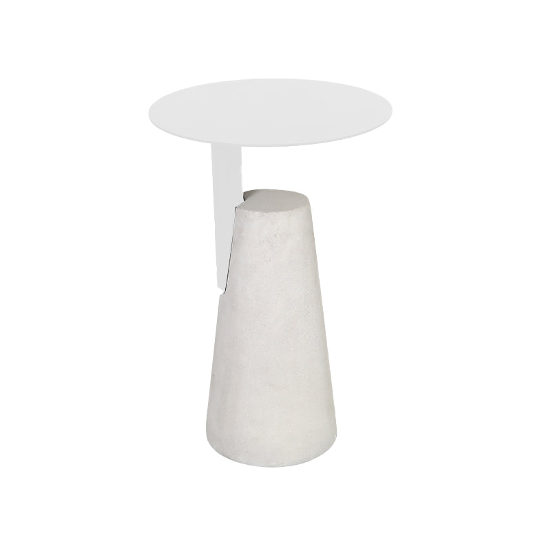 Contemporary Metal Round Side Table Concrete Pedestal End Table