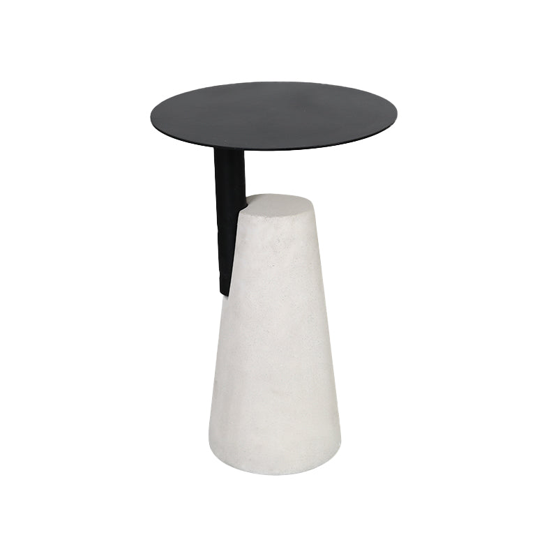 Contemporary Metal Round Side Table Concrete Pedestal End Table