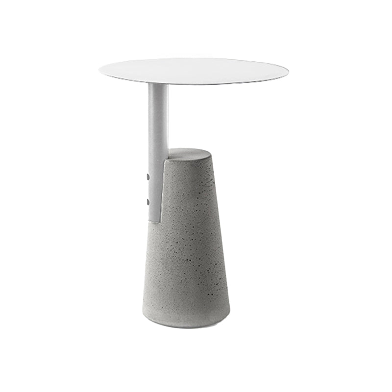 Contemporary Metal Round Side Table Concrete Pedestal End Table