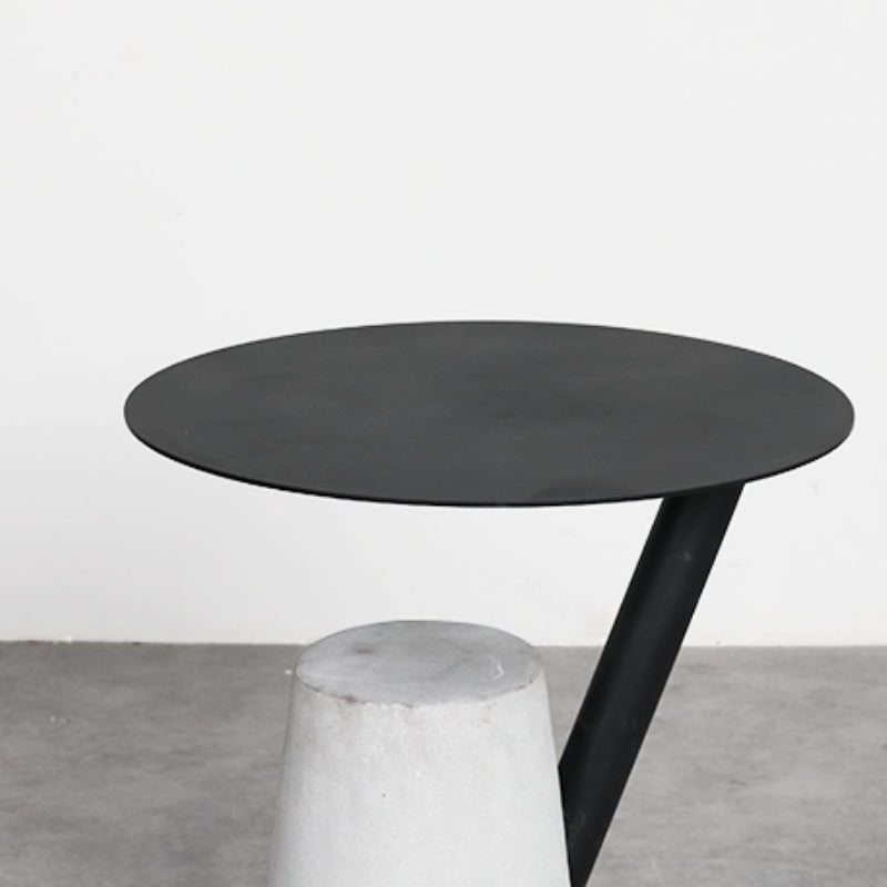 Contemporary Metal Round Side Table Concrete Pedestal End Table
